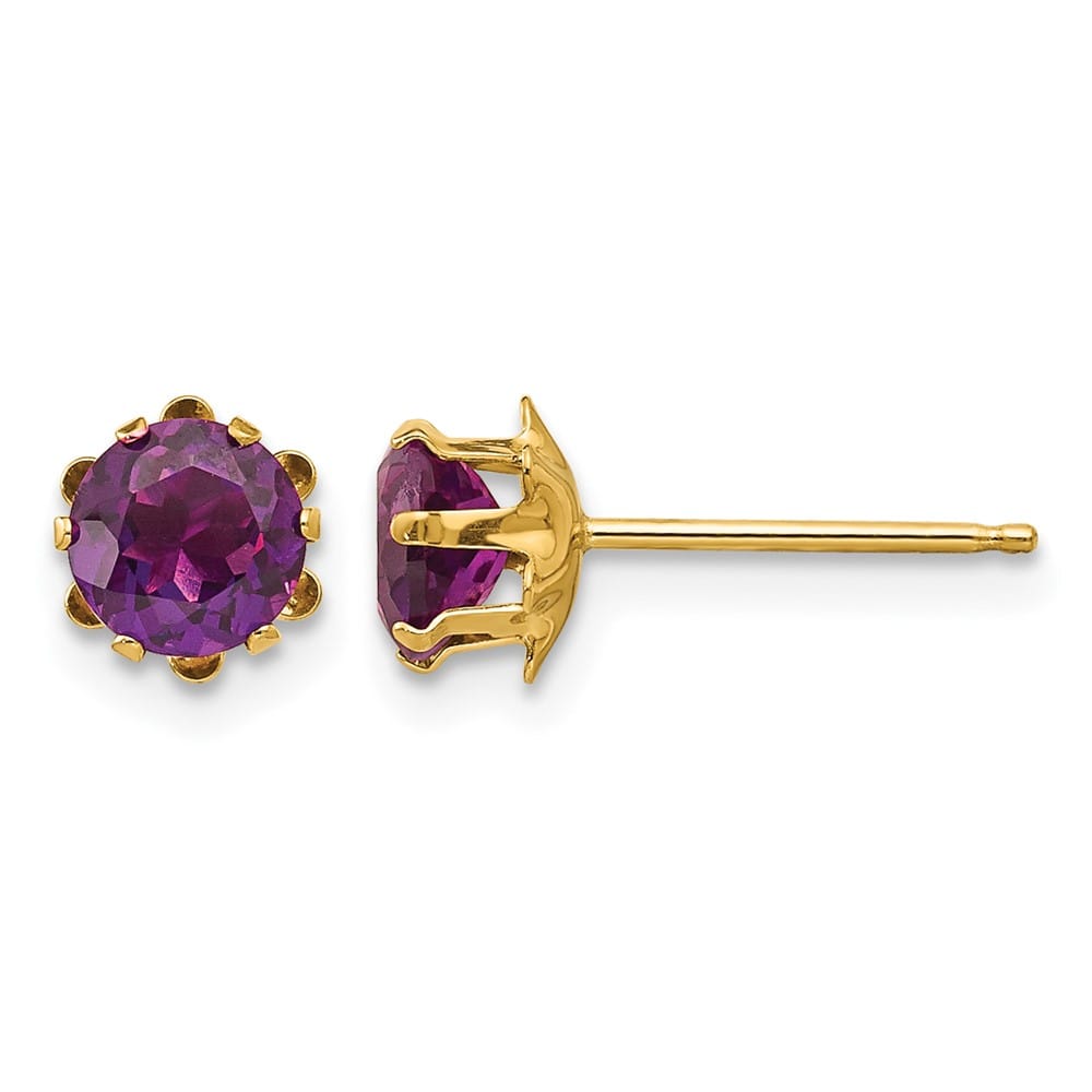 14K Yellow Gold Madi K 5mm Round CZ Post Earrings, view 20 of 45