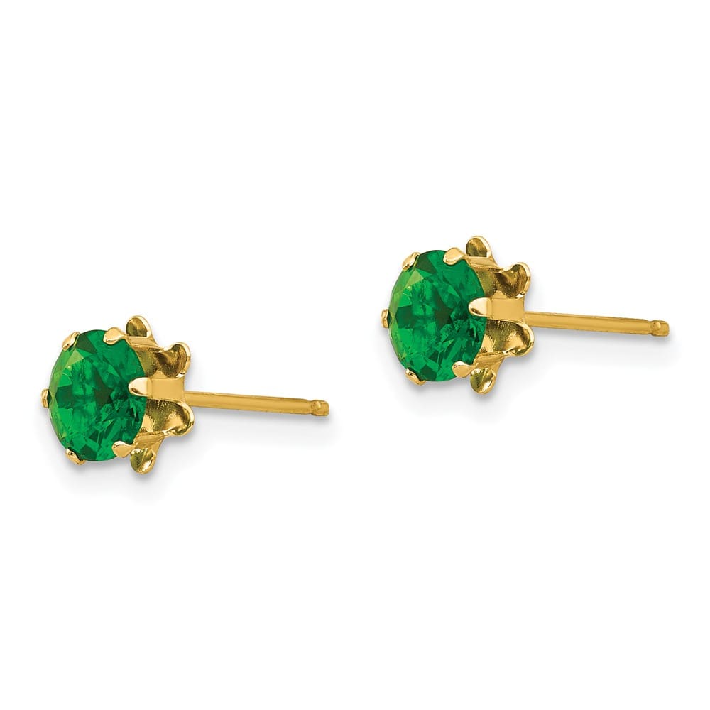 14K Yellow Gold Madi K 5mm Round CZ Post Earrings, view 17 of 45