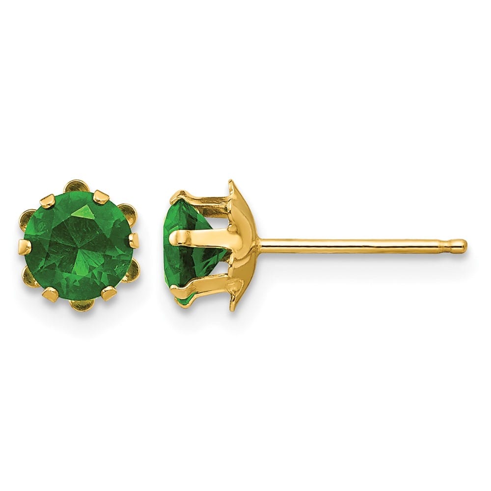 14K Yellow Gold Madi K 5mm Round CZ Post Earrings, view 16 of 45