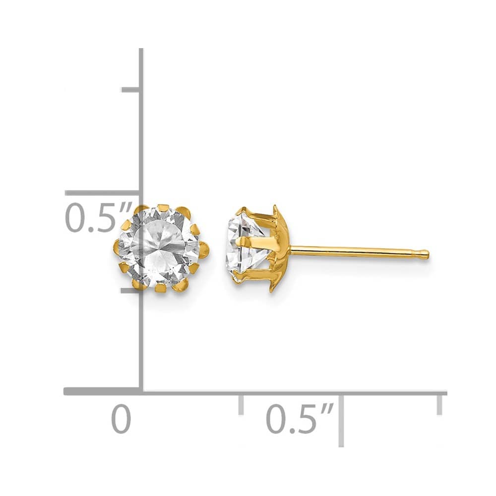 14K Yellow Gold Madi K 5mm Round CZ Post Earrings, view 15 of 45
