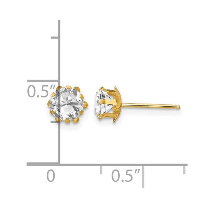 14K Yellow Gold Madi K 5mm Round CZ Post Earrings, view 15 of 45