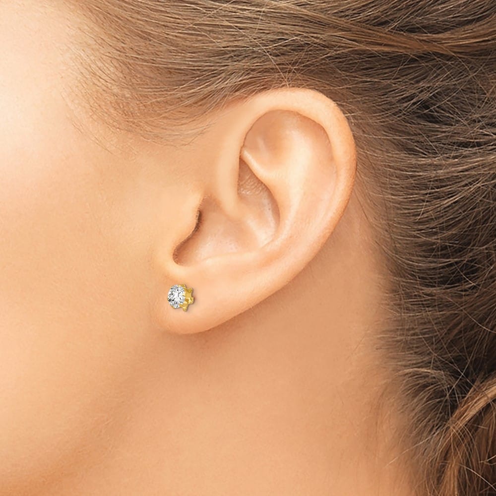 14K Yellow Gold Madi K 5mm Round CZ Post Earrings, view 14 of 45