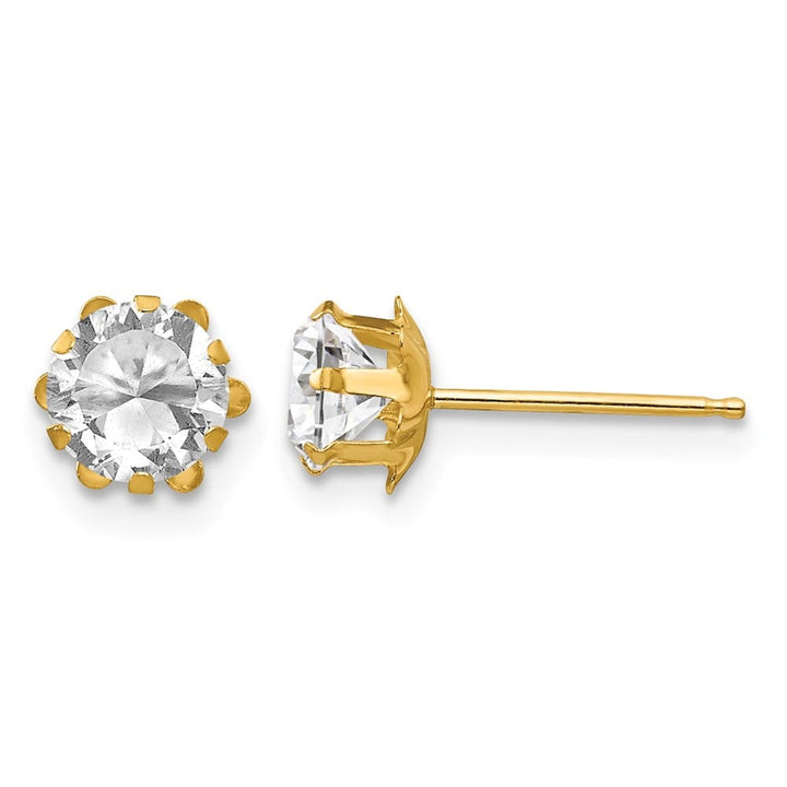 14K Yellow Gold Madi K 5mm Round CZ Post Earrings, view 12 of 45
