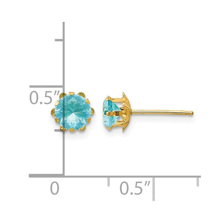 14K Yellow Gold Madi K 5mm Round CZ Post Earrings, view 10 of 45