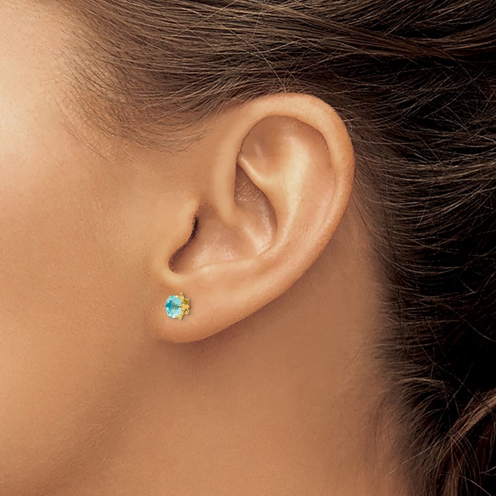 14K Yellow Gold Madi K 5mm Round CZ Post Earrings, view 9 of 45