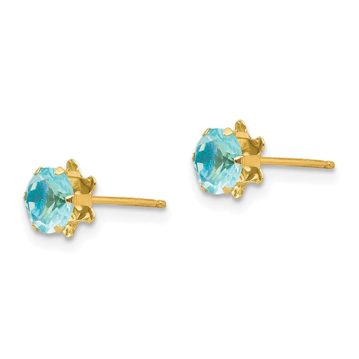 14K Yellow Gold Madi K 5mm Round CZ Post Earrings, view 8 of 45