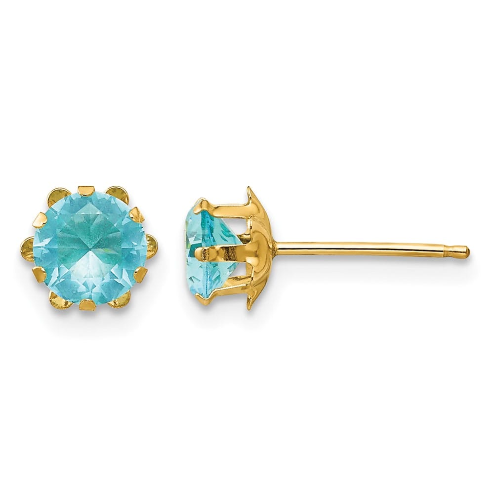 14K Yellow Gold Madi K 5mm Round CZ Post Earrings, view 7 of 45