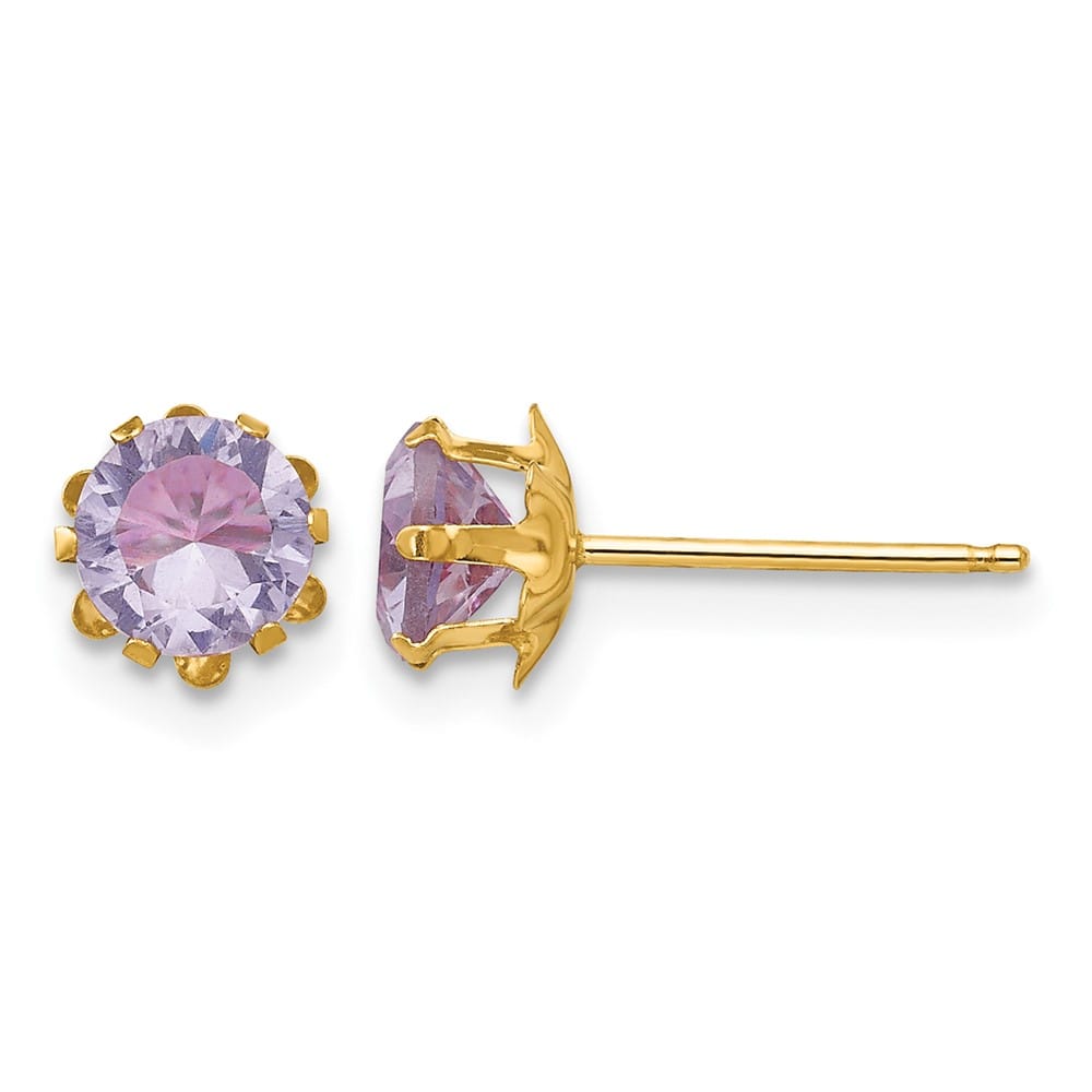 14K Yellow Gold Madi K 5mm Round CZ Post Earrings, view 4 of 45