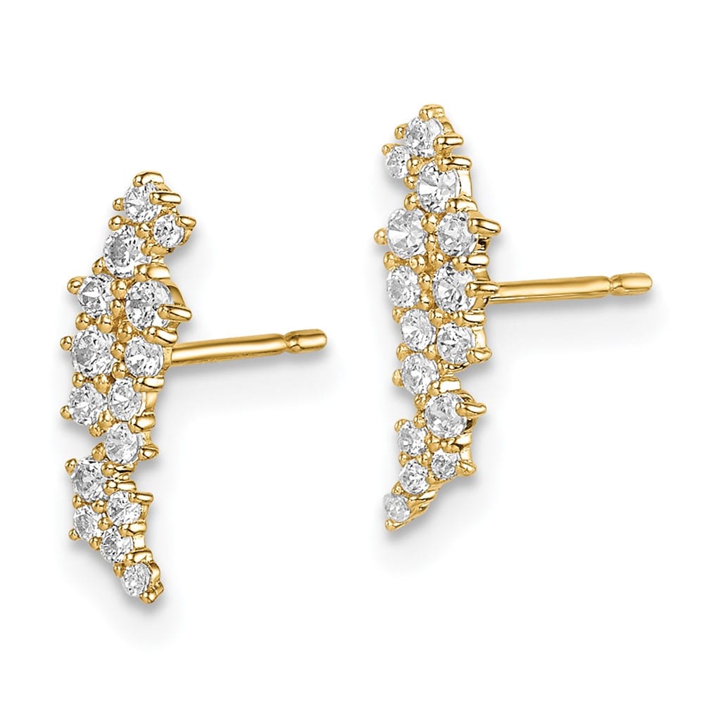 14K Yellow Gold Madi K CZ Cluster Post Earrings, view 2 of 5