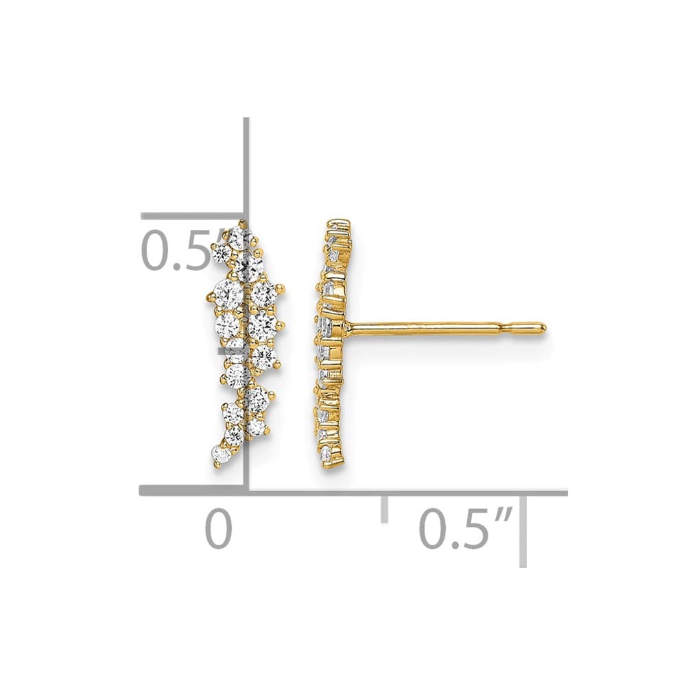 14K Yellow Gold Madi K CZ Cluster Post Earrings, view 4 of 5