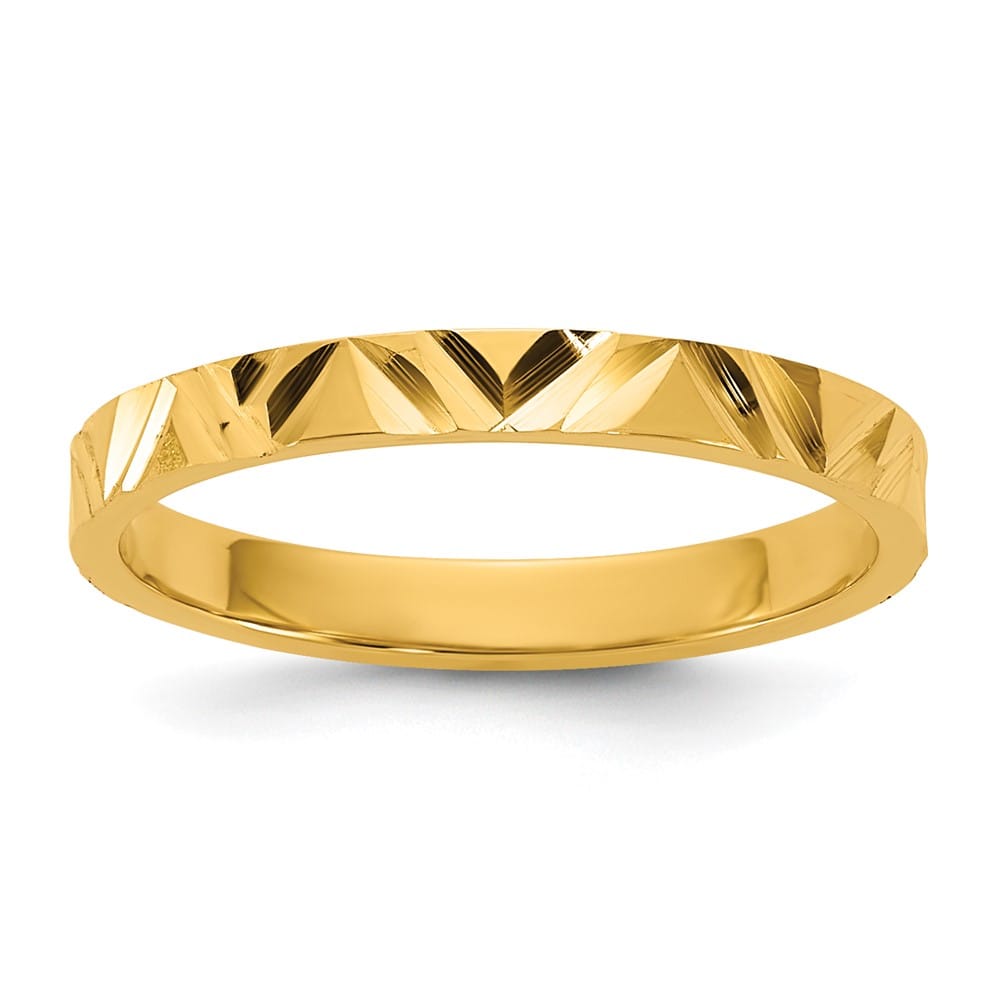 14k Yellow Gold Madi K D.C. Zig-Zag Design 2mm Flat Band Baby