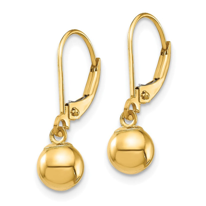 14K Yellow Gold Madi K Dangle 6mm Bead Leverback Earrings, view 2 of 5