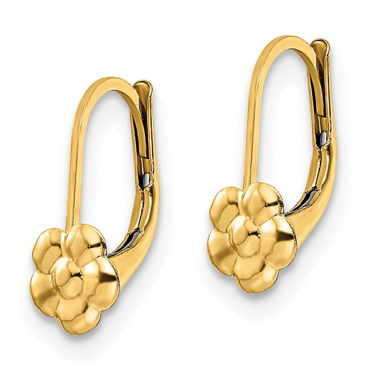 14K Yellow Gold Madi K Flower Leverback 12.6 x 5.38 mm Earrings, view 2 of 4