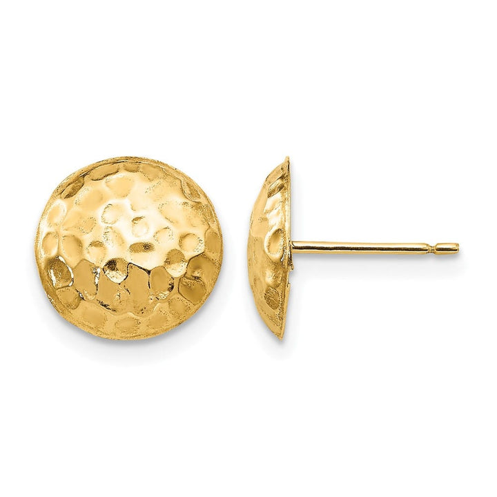 14K Yellow Gold Madi K Hammered 9mm Button Post Earrings, view 1 of 5