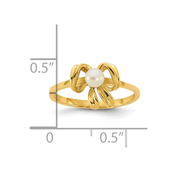 14k Yellow Gold Madi K Polished 3-4mm Button White Freshwater Ring One Size