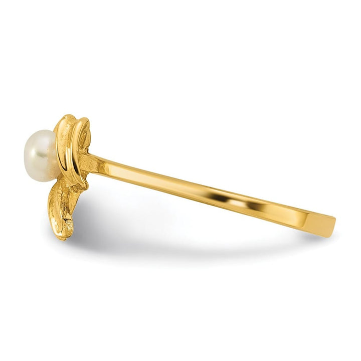 14k Yellow Gold Madi K Polished 3-4mm Button White Freshwater Ring One Size