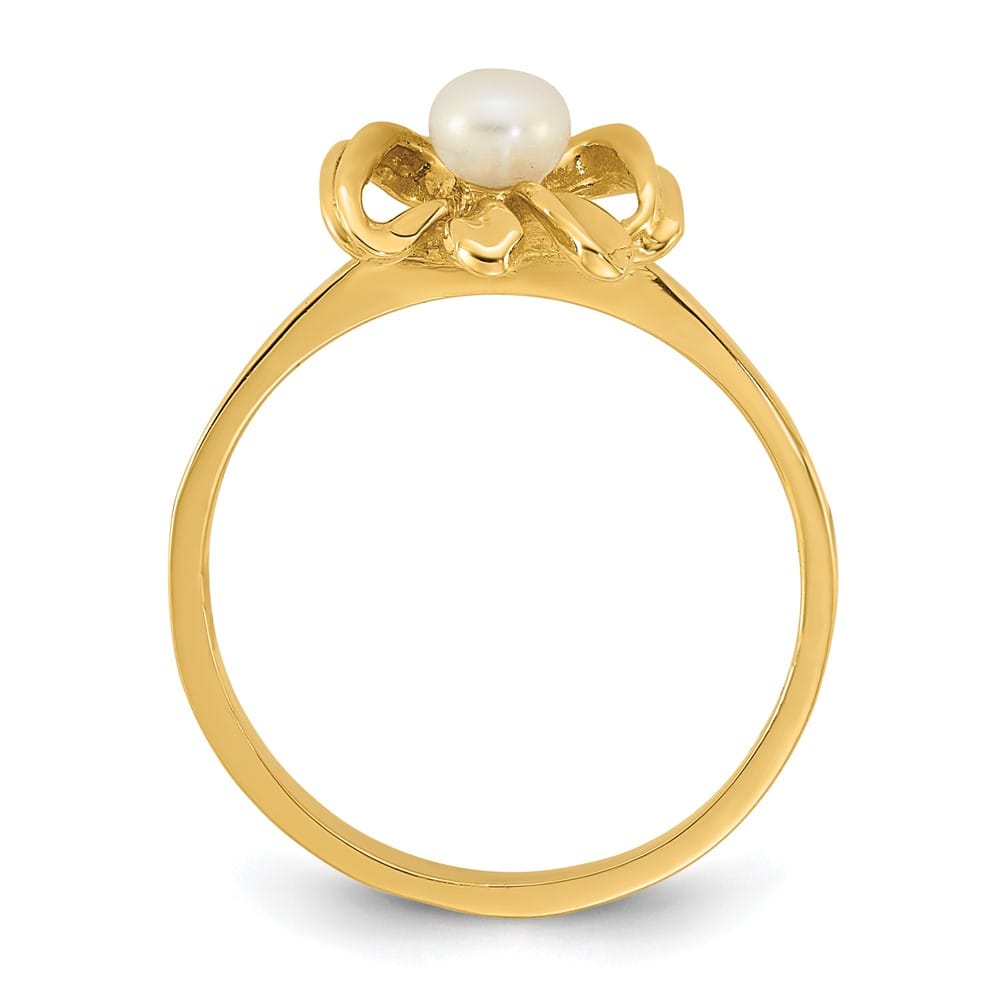 14k Yellow Gold Madi K Polished 3-4mm Button White Freshwater Ring One Size