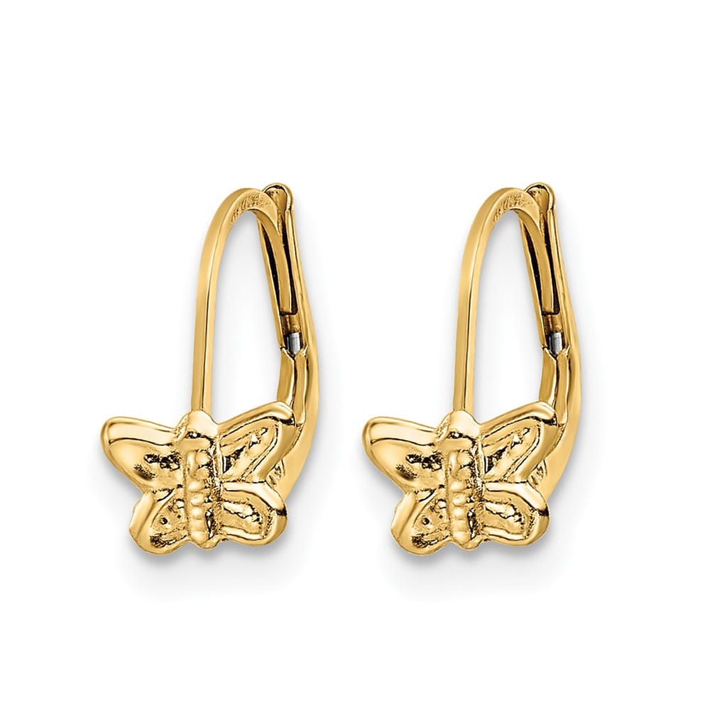 14K Yellow Gold Madi K Polished Butterfly Leverback Earrings, view 2 of 4