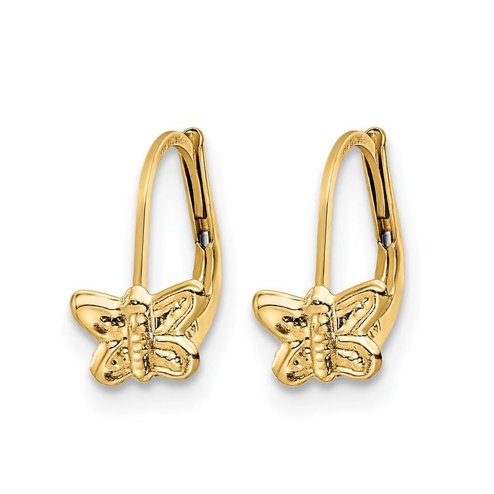 14K Yellow Gold Madi K Polished Butterfly Leverback Earrings, view 2 of 4