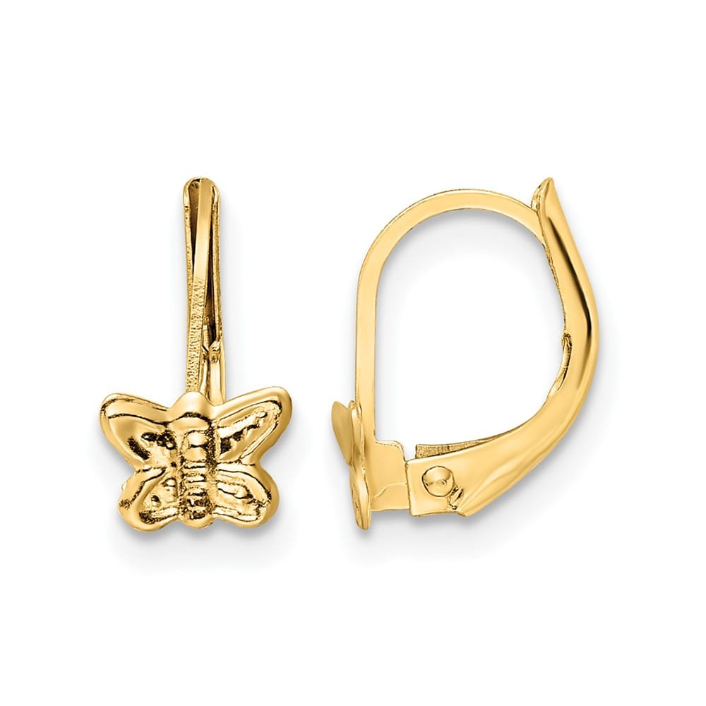 14K Yellow Gold Madi K Polished Butterfly Leverback Earrings, view 1 of 4