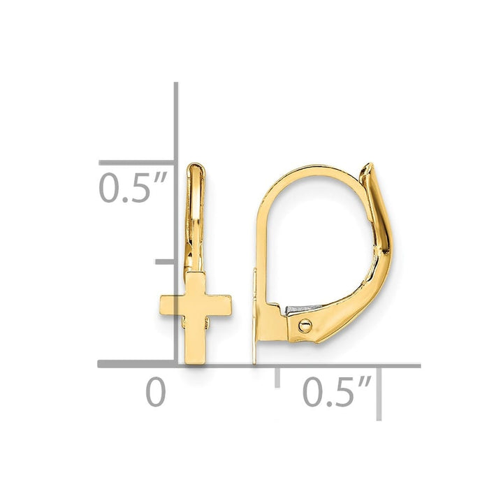 14K Yellow Gold Madi K Polished Cross Leverback Earrings, view 4 of 4