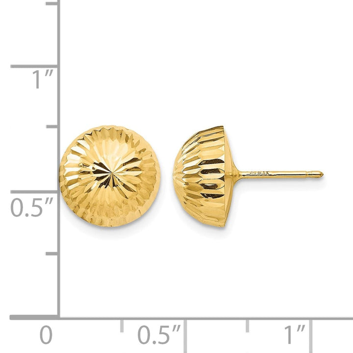 14K Yellow Gold Madi K Polished D.C. 10mm Button Post Earrings, view 4 of 5