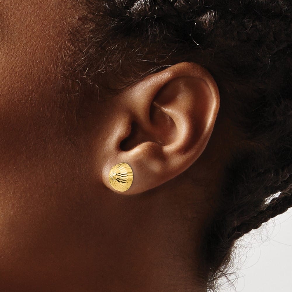 14K Yellow Gold Madi K Polished D.C. 10mm Button Post Earrings, view 3 of 5