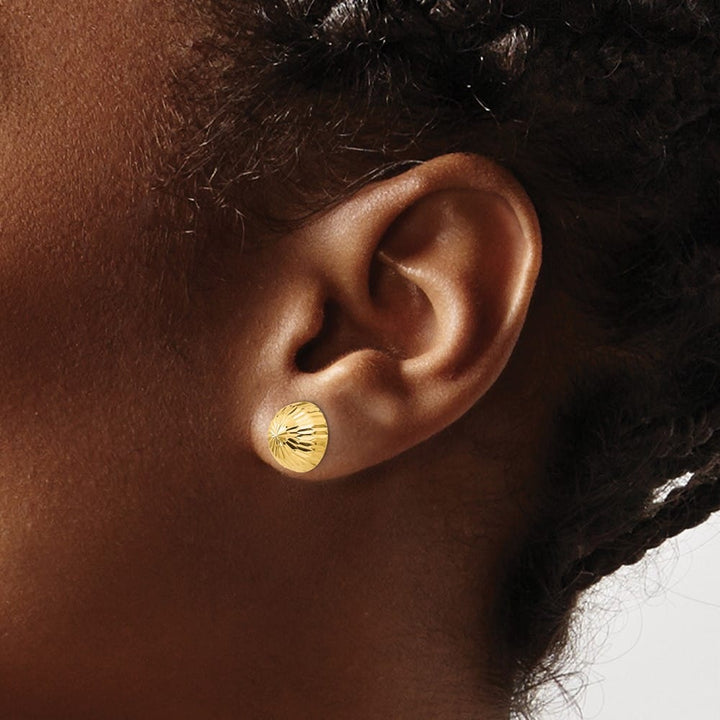 14K Yellow Gold Madi K Polished D.C. 10mm Button Post Earrings, view 3 of 5