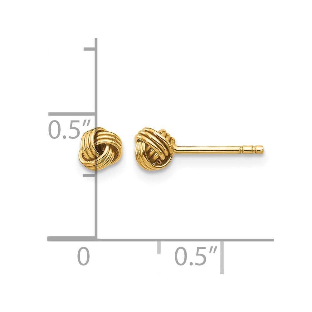 14K Yellow Gold Madi K Polished Love Knot Post Earrings, view 4 of 5