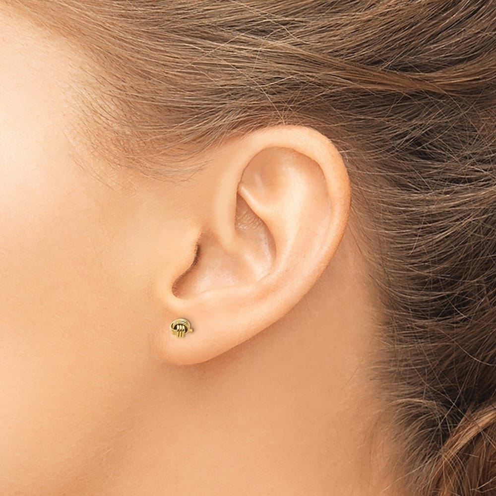 14K Yellow Gold Madi K Polished Love Knot Post Earrings, view 3 of 5