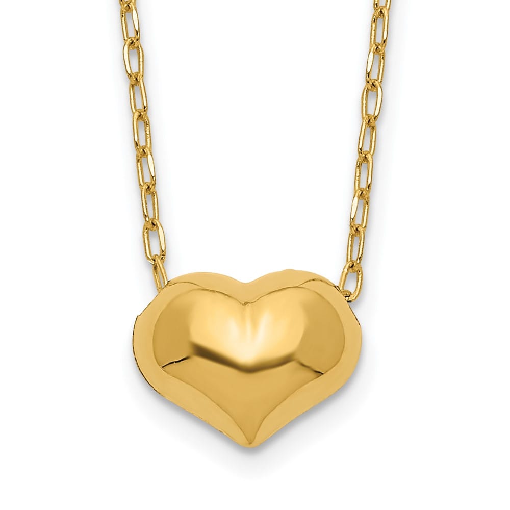 14K Yellow Gold Madi K Small Hollow Heart 17 inch Necklace