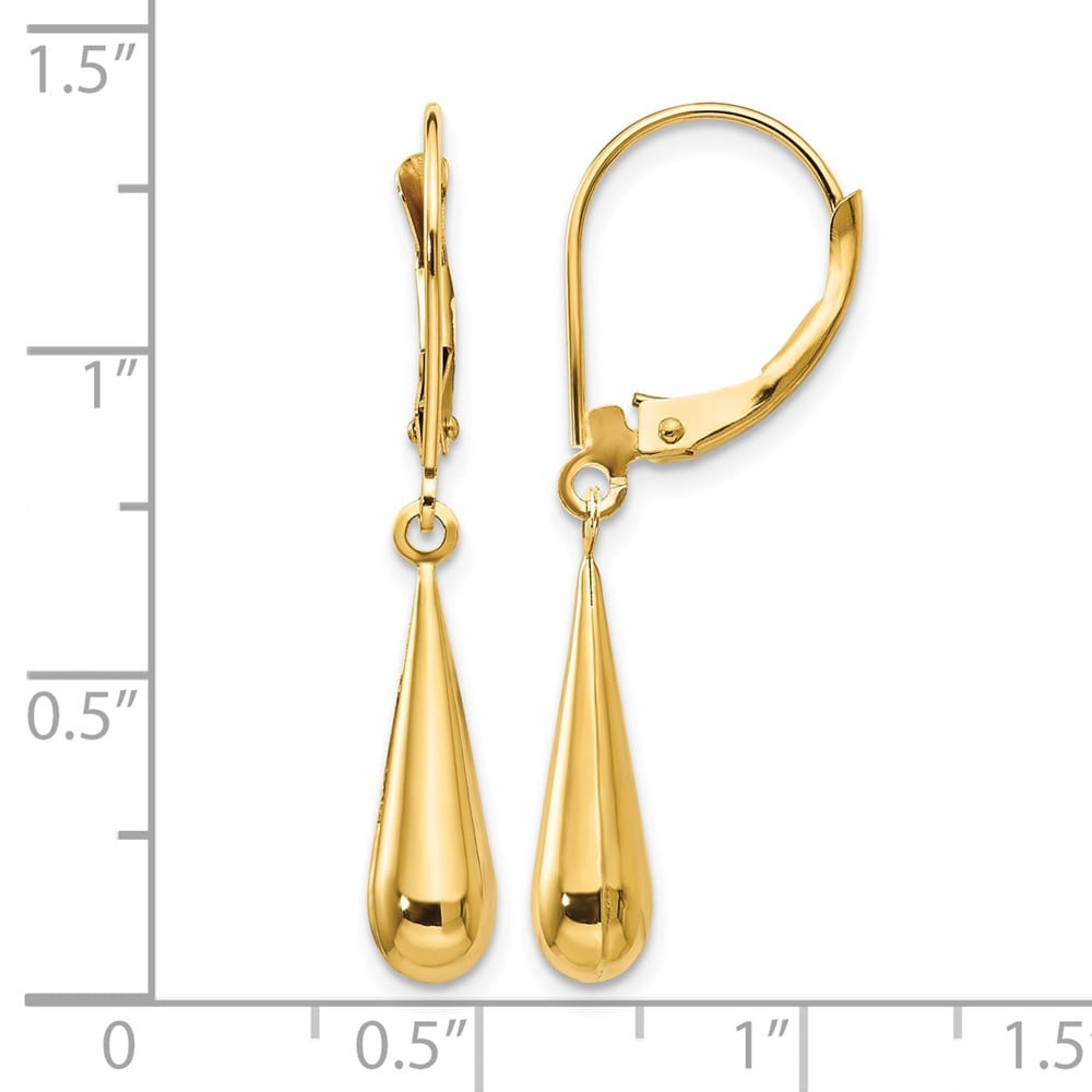 14K Yellow Gold Madi K Teardrop Dangle Leverback Earrings, view 4 of 5