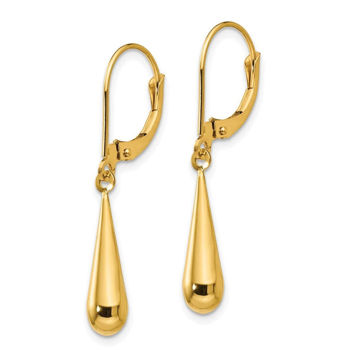 14K Yellow Gold Madi K Teardrop Dangle Leverback Earrings, view 2 of 5