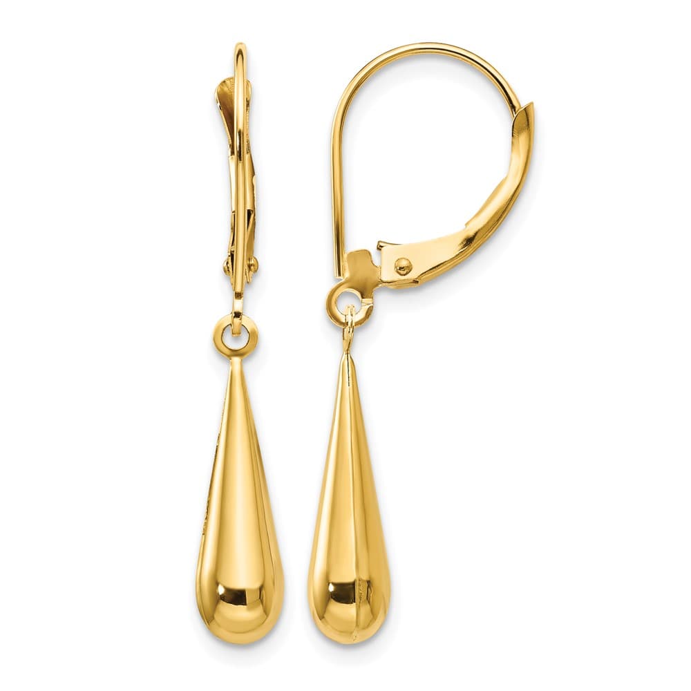 14K Yellow Gold Madi K Teardrop Dangle Leverback Earrings, view 1 of 5