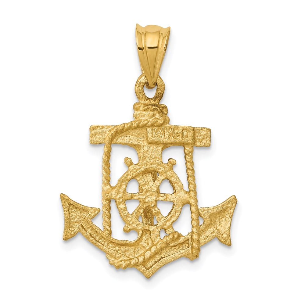 14K Yellow Gold Mariner's Crucifix Pendant 29x20mm, view 4 of 4