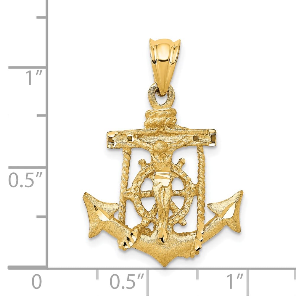 14K Yellow Gold Mariner's Crucifix Pendant 29x20mm, view 3 of 4