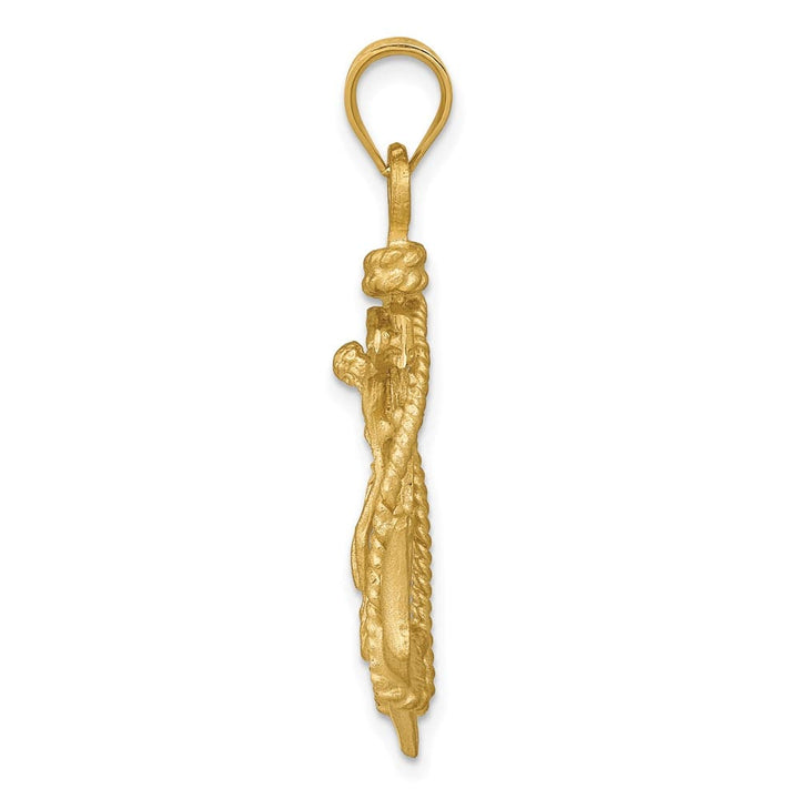 14K Yellow Gold Mariner's Crucifix Pendant 40x26mm, view 2 of 4