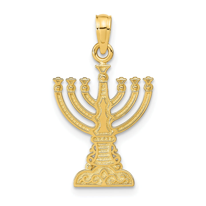 14K Yellow Gold Medium Classic Menorah Pendant