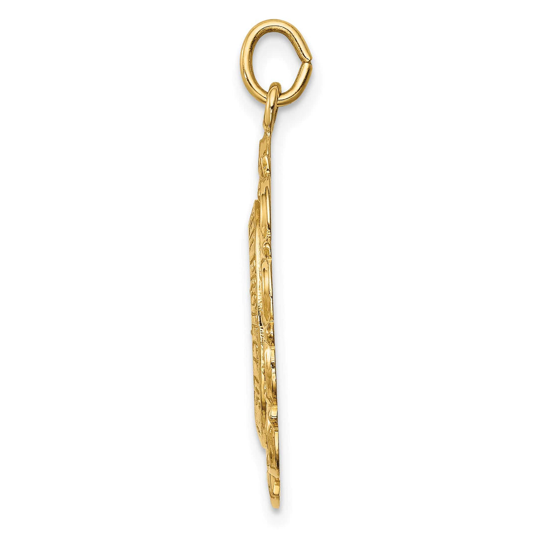 14K Yellow Gold Medium Fancy Pierced Oval St. Christopher Medal