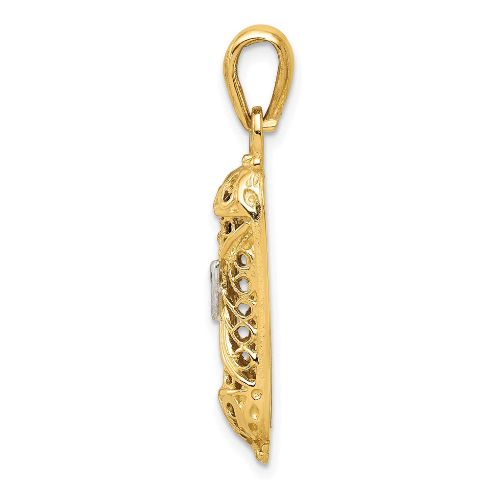 14K Yellow Gold Medium Mezuzah with Shin Charm