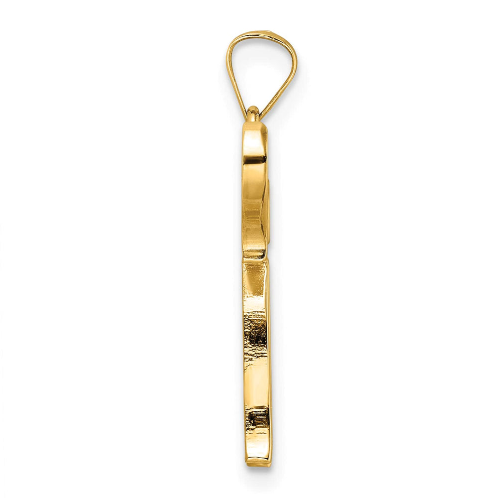 14K Yellow Gold Medium Polished and Textured Solid Chai Pendant