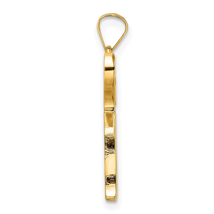 14K Yellow Gold Medium Polished and Textured Solid Chai Pendant