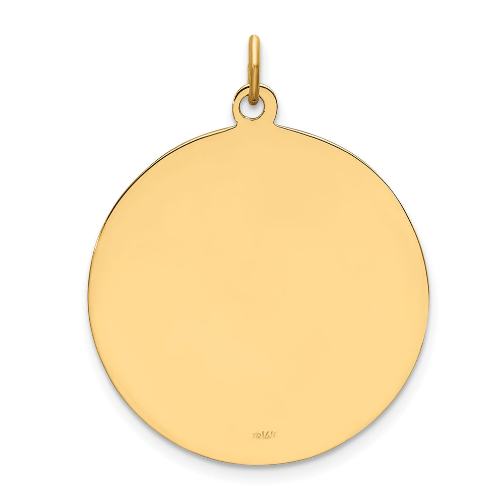14K Yellow Gold Medium Round Disc St. Christopher Medal Pendant