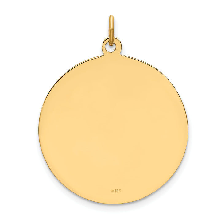 14K Yellow Gold Medium Round Disc St. Christopher Medal Pendant