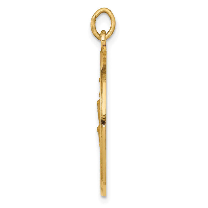 14K Yellow Gold Medium Round St. Christopher Medal Pendant