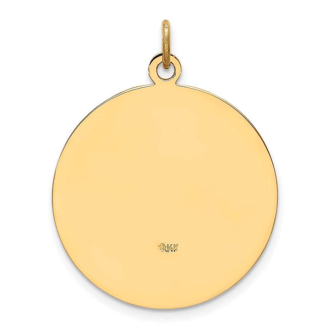 14K Yellow Gold Medium Round St. Christopher Medal Pendant