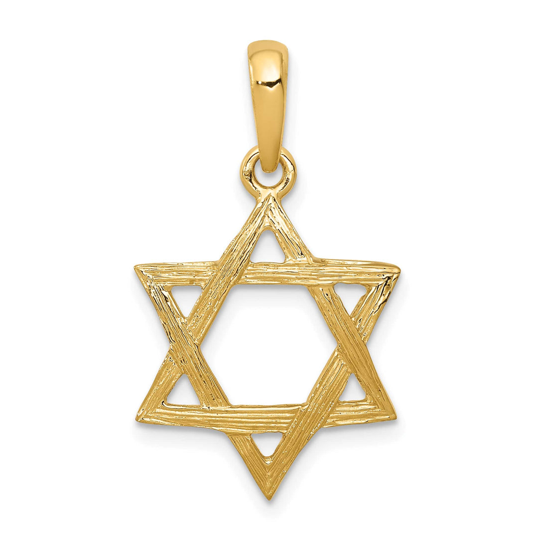 14K Yellow Gold Medium Solid Star of David Pendant