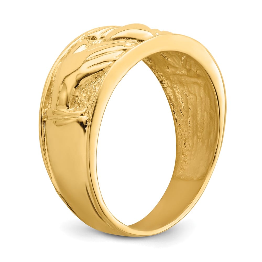 14k Yellow Gold Men's Polished Claddagh Band