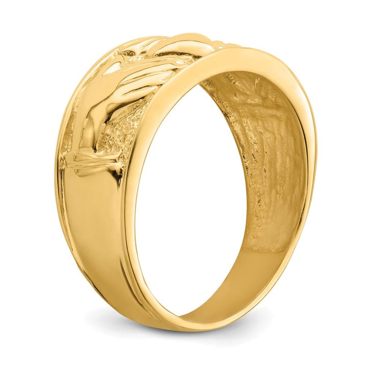 14k Yellow Gold Men's Polished Claddagh Band