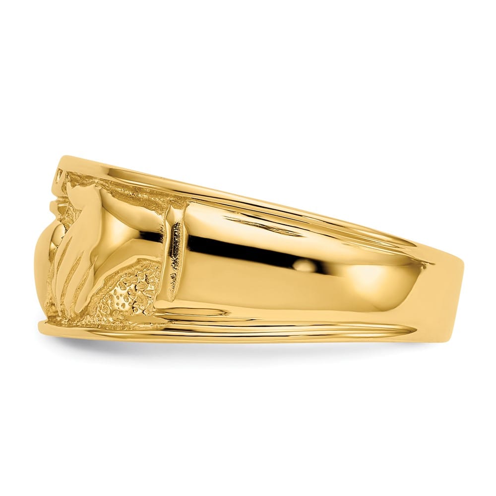 14k Yellow Gold Men's Polished Claddagh Band